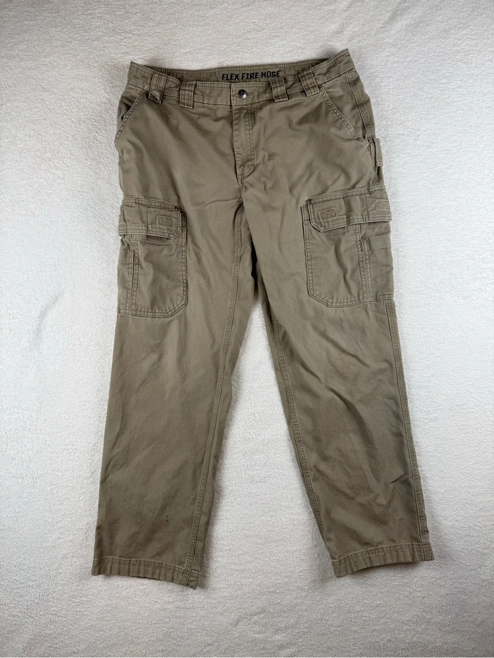 Duluth Trading Co Beige Flex Fire Hose Cargo Utility Pants Size 34x34 Trim Fit